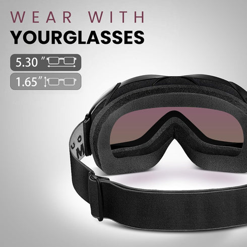 OutdoorMaster OTG Ski Goggles - Over Glasses Ski/Snowboard Goggles for Men, Women & Youth