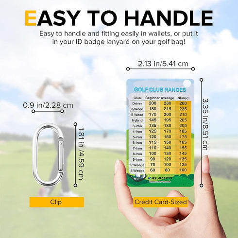 Golf Club Distance and Rules Card: Golf Club Bag Accessories - Yardage Card for Men and Women