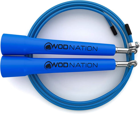 WOD Nation Adjustable Speed Jump Rope for Men, Women & Children - Fast Fitness Skipping Rope for Boxing, MMA