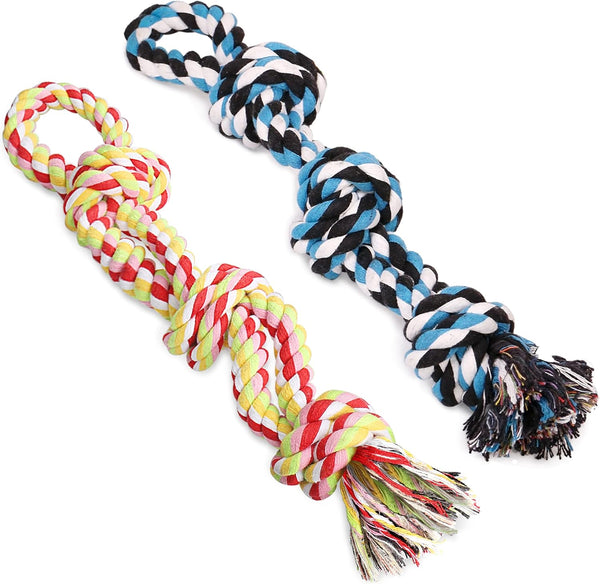 UPSKY Dog Rope Toys - 2 Pack Nearly Indestructible Dental Cleaning Chew Toys for Large Dogs, Tug Toy for Boredom