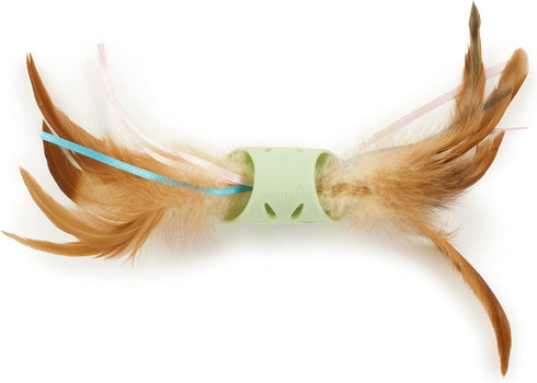SmartyKat Flutter Roller Cat Toy, Feather & Ribbon Chase, One Size (Green)