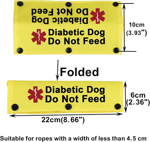 Medical Alert Dog Leash Sleeve Diabetic Dog Do Not Feed Dog Leash Wrap Sleeve Alert Tag Pet Birthday Gift (Diabetic Not Feed-YE Sleeve)