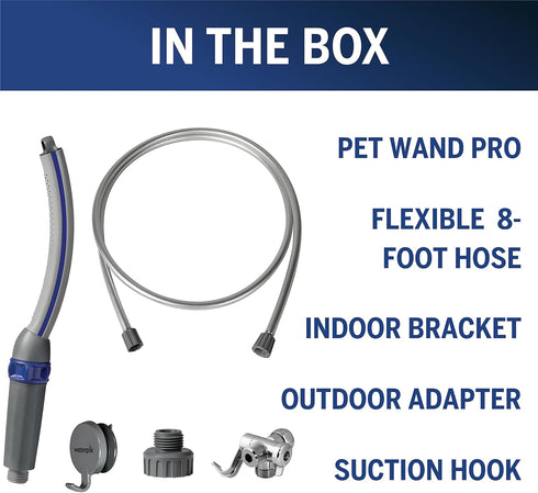 Waterpik Pet Wand Pro Dog Shower Attachment for Fast and Easy Dog Bathing, Indoor and Outdoor Sprayer, Includes 8-Foot