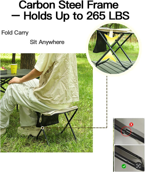 Shrandi 13-Inch 265 LBS Commuting, Pocket Chair Purse Portable Folding Stool Made of Alloy Frame & Oxford Seat