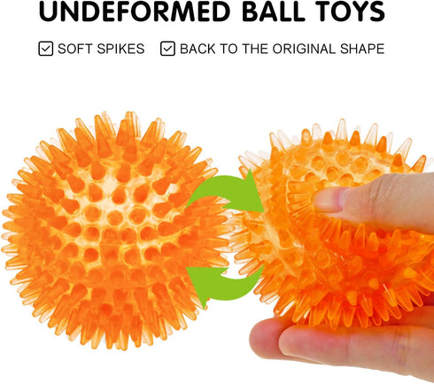 SHARLOVY Fetch Balls for Dogs, 3 Pack Rubber Squeaky Toys in Bright Colors for Small Dogs (Set of 3, Multi)