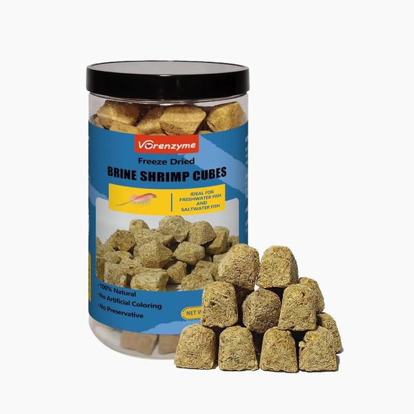 Vorenzyme Freeze Dried Brine Shrimp Cubes 100% Natural HighProtein Fish Food for Tropical,