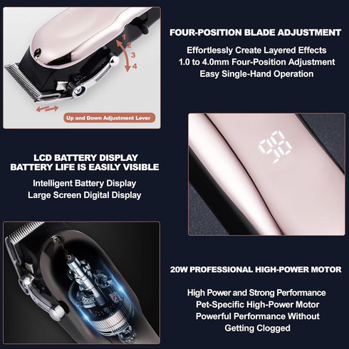 Nevixtal Trimmer Trimmer Rabbit Clippers for Grooming for Thick Heavy Coats,Quiet Cordless,Rechargeable,LED