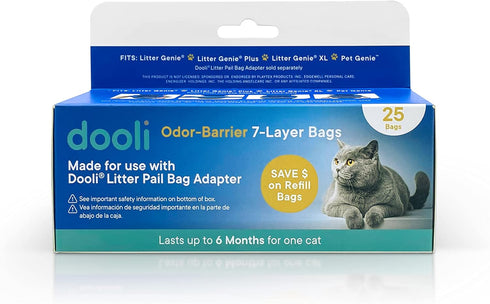 Cat Litter Pail Refills - 25 Bags Roll for Litter Genie & Plus