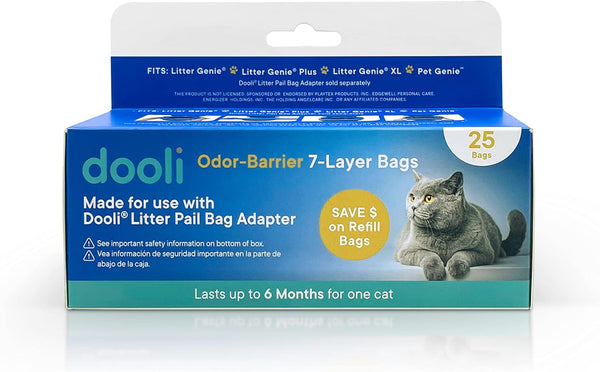 Cat Litter Pail Refills - 25 Bags Roll for Litter Genie & Plus