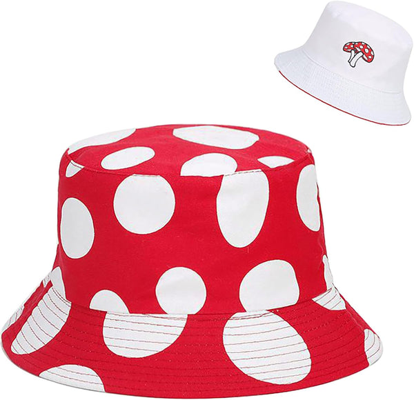 XYIYI Mushrooms Bucket Hats for Men & Women, Outdoor Fisherman Cap, Travel Beach Sun Hat