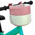 Kids Bike Basket, Soft Doll Bike Seat, Girls Bicycle Basket for Toy Doll Storage, Pink Patchwork White