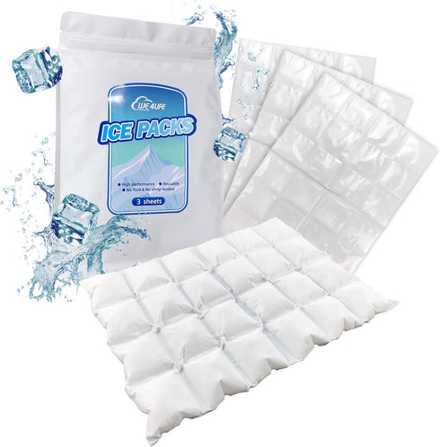 Reusable Ice Pack Sheets for Coolers, Flexible Ice Blankets, Large Size 3 Packs, Cuttable for Keeping Food Fresh and