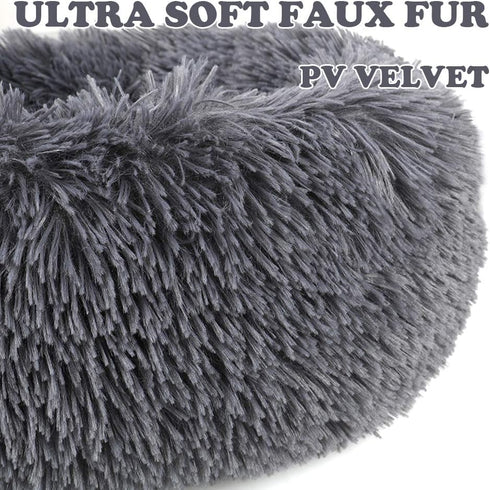otoez Kitten Puppy Bed - Extra Small Round Dog Cat Bed, Anti Anxiety Plush, Washable (15.7", Dark Grey)
