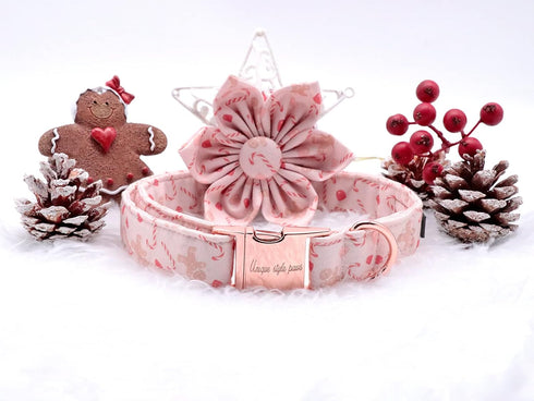 Unique style paws Dog Collar with Flower, Adjustable Christmas Flower Pattern Durable Collar for Small Medium Large Dogs