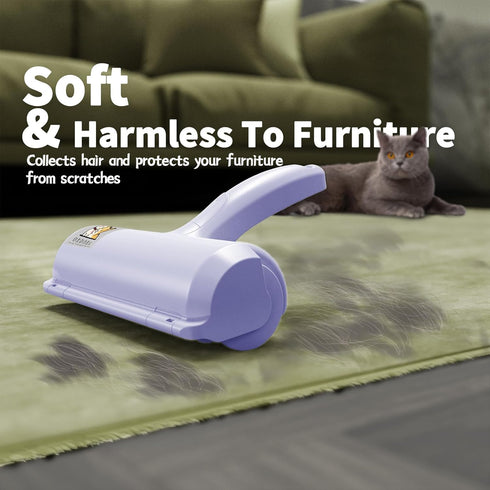 ORDORA Pet Hair Remover for Couch, Reusable Dog Hair Roller, Self-Cleaning, No Adhesive or Sticky Tape Needed (Violet)