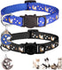 2Pcs Breakaway Cat Collars for Boy Cats, Adjustable Moons Collars with Bell & Pendant Glow in The Dark (Black+Blue)