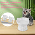 Ceramic Elevated Cat Bowls, 2Pc Extra Wide Raised Bowls for Food and Water, Shallow Whisker Friendly Dish (White)