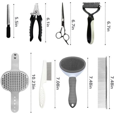 Aiolpy 9-Piece Set Trimming Dog Brush & Grooming Kit Pet Brush & Deshedding for Shedding, Bathing, & Nail Care |