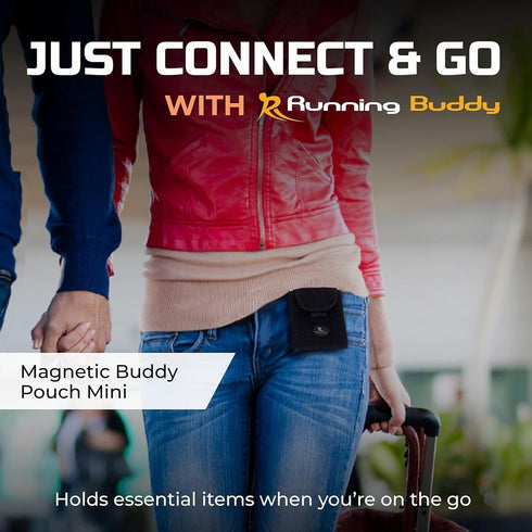 Running Buddy Mini Magnetic Belt Bag - 3.75 In x 4 In Black - Water-Resistant & Bounce-Free Waist Pouch