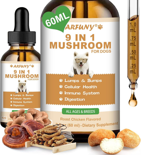 9 in 1 Mushroom Supplement for Dogs - Turkey Tail Mushroom for