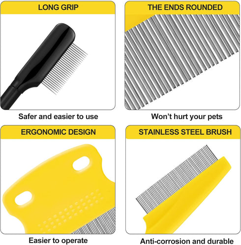 5 Pieces Dog Eye Combs for Tear Stain Removal, Pet Grooming Comb for Small Dogs (Yellow, Black)