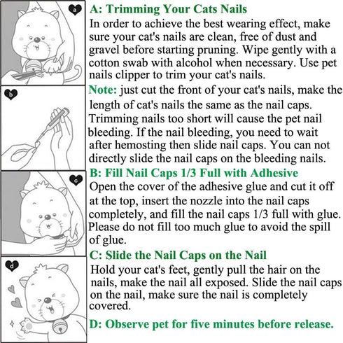 100pcs 5 VICTHY Cat Nail Caps, Medium Size Colors, with Glue and Applicators, Natural Vinyl Resin, Long-lasting