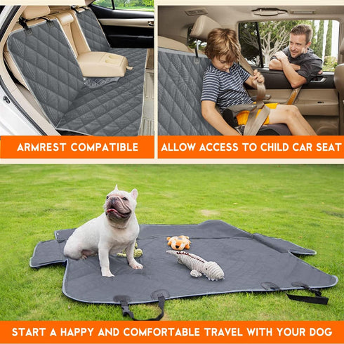 Yuntec Dog Car Cover for Back Seat Pet Protector Waterproof Bench Car Seat Cover, Nonslip Rear Seat Cover fits Middle