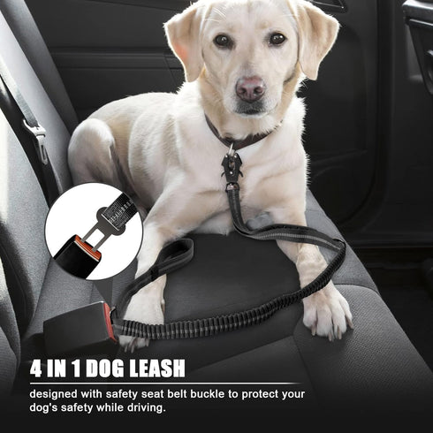 Tactical Heavy Duty Bungee Dog Leash, 4-6FT for Medium Large Dogs That Pull, Shock Absorbing with Padded Traffic Handle