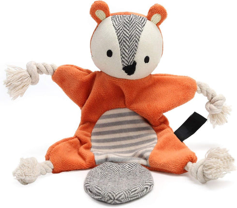 Vitscan Squirrel Plush Toy, Stuffless Dog Chew Toy with Rope Knots, Crinkle Squeaky Toy for Small Dogs