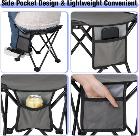 2 Pack KABOER Folding Camping Stool Portable Outdoor Camping Chair for Fishing BBQ Hiking Gardening and Beach,Travel