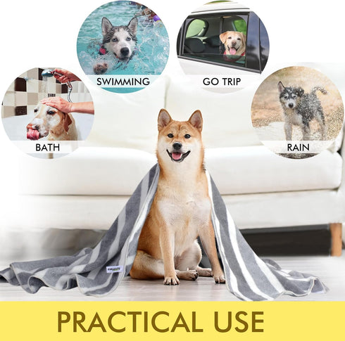 KinHwa Super Absorbent Dog Towel, Microfiber Drying Towel for Small, Medium, Large Dogs and Cats, 30inch x 50inch (1