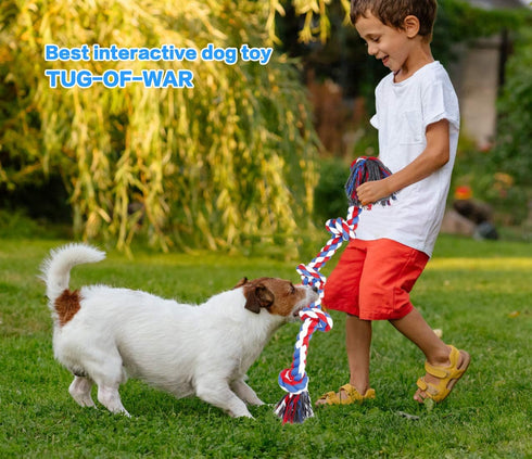 Bmag Dog Rope Toys for Aggressive Chewers, Interactive Heavy Duty Toys for Medium Large Dogs, Tough Twisted Rope with 5