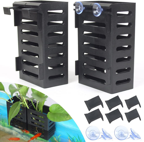 2 Pcs Fish Tank Plant Holder with Hooks and Suction Cups, Suitable for Aquatic Plant Cultivation and Decoration