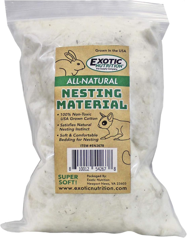 All-Natural Nesting Material (4 oz.), 100% Cotton Eco-Friendly Animal Bedding for Small Pets