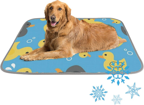 imiBBWQu Dog Cooling Mat Duck Yellow Black Blue Cooling Mat for Dogs Large