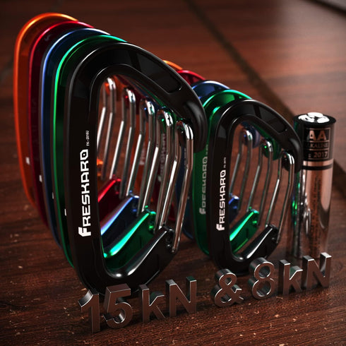 FresKaro 5pcs Nano Carabiner Clips, 8kN 1798lbs Small Sturdy Reliable Strong Spring Wiregate (Choice of 5 Colors)