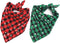 Malier 2 Pack Dog Bandana Christmas Classic Plaid Snowflake Pet Scarf Set for Small Medium Large Dogs Cats (Green + Red)