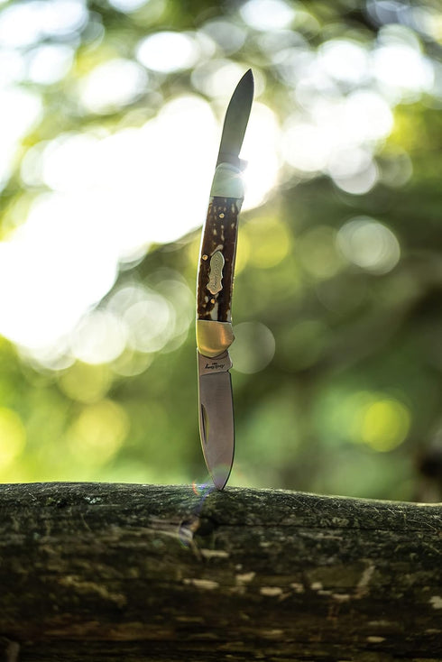 Uncle Henry Next Gen Staglon 11UH LG Canoe Folding Knife, 6.1in with Two Stainless Steel Blades for EDC