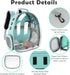 Bird Carrier Backpack Travel Cage with Perch, Clear Parrot Cockatiel Cage with Toy & Food Bowl for Small Pets