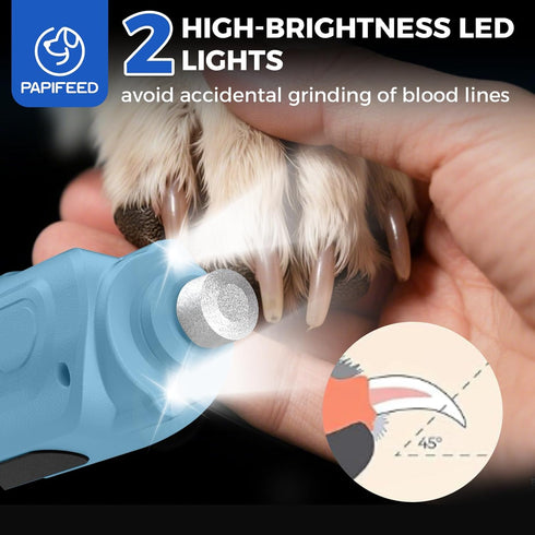 6-Speed Trimmer Set) PAPIFFEED Dog Nail Grinder, Quiet Electric Nail with Dual LED Light, Rechargeable for Small Medium