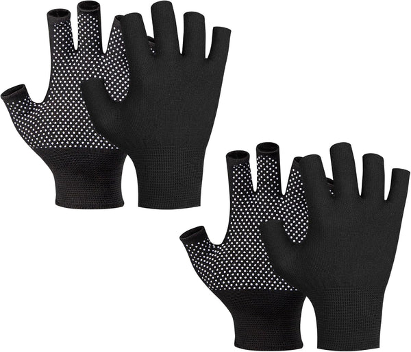 Fingerless Workout Gloves for Men and Women, Half Finger Work Glove, Black