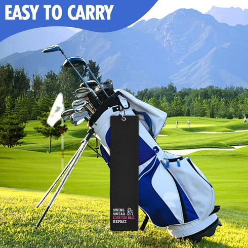 Hafhue Swing Swear Look for Ball Repeat Funny Golf Towel, Gifts for Golf Fans, Men and Women