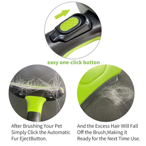 Pet Grooming Brush for Dogs and Cats, Self-Cleaning Undercoat Deshedding Tool, Green Hair Brush