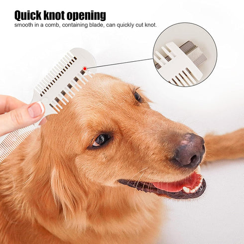 VINGVO Pet Hair Trimmer, 2 in 1 Trimming Grooming Hair Cutter Comb with Replacement Blade