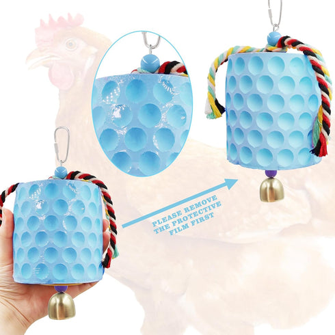 MinrzPet Chicken Coop Accessories, Chicken Beak Grinding Calcium Stone with Bell, Chicken Toys for Coop, Enrichment