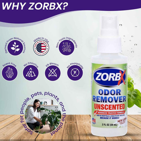 ZORBX Unscented Odor Eliminator, Advanced Formula Fast-Acting Odor Remover Spray for Dog, Cat, House