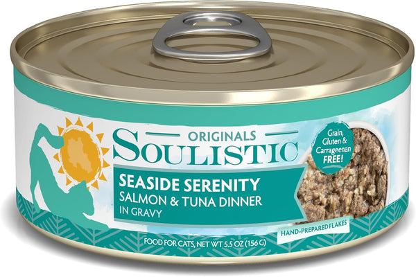 Soulistic Originals, Seaside Serenity Salmon and Tuna Dinner in Gravy, 5.5oz Can,