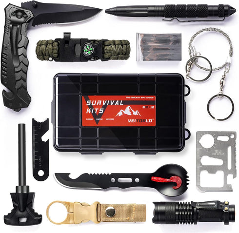VEITORLD 12 in 1 Survival Gear and Equipment, Unique Fishing Hunting Gift for Men, Dad, Husband