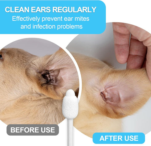 Dog Ear Cleaner, Gourd-shaped Swabs for Safe Ear Canal Cleaning, Designed for Dogs and Cats - Large
