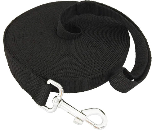 SALO Nylon Training Dog Leash, 1 Inch Wide, 20ft 30ft 40ft 50ft Long Leash for Small Medium Large Dogs (40 FOOT, Black)
